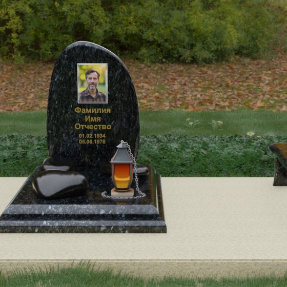 Комбинированный светский памятник в Ставрополе, гранит Блю Перл
