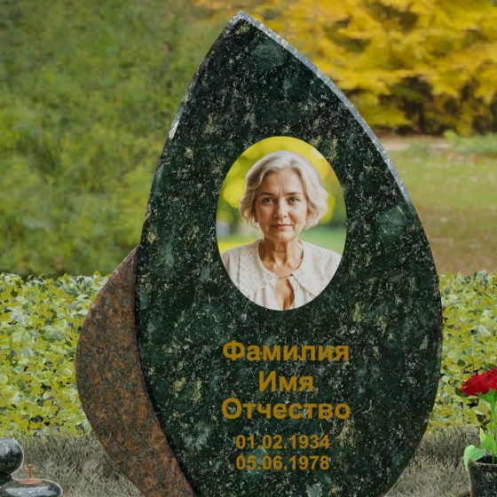 Вертикальный комбинированный памятник во Владивостоке, гранит Балтик грин