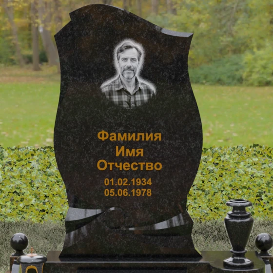 Светский гранитный памятник для одного в Норильске, гранит Габбро-диабаз
