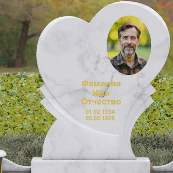 Комбинированный памятник вертикальный в Липецке, мрамор Тассос
