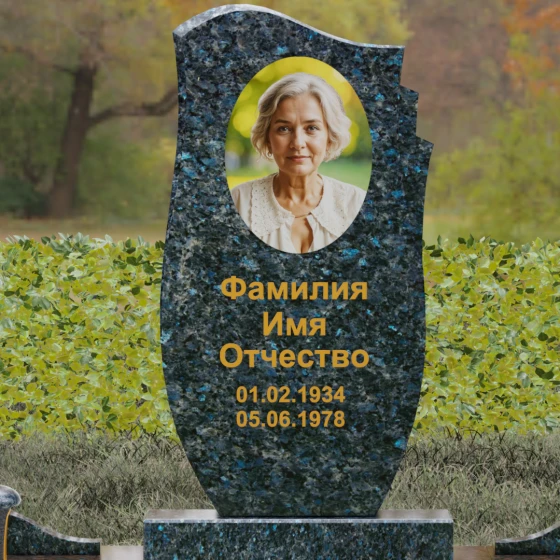 Комбинированный вертикальный памятник в Ставрополе, гранит Блю Перл