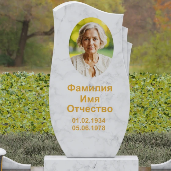Комбинированный вертикальный памятник в Ставрополе, мрамор Тассос