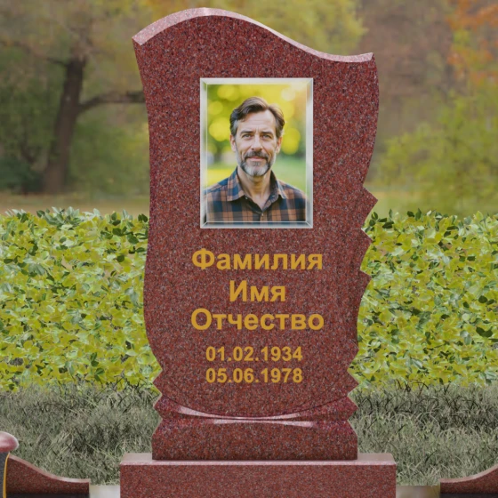 Вертикальный гранитный памятник в Воронеже, гранит Лезниковский