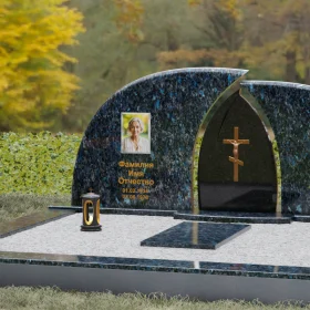 Комбинированный горизонтальный православный памятник с крестом - П116