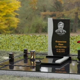 Вертикальный гранитный светский памятник - П125