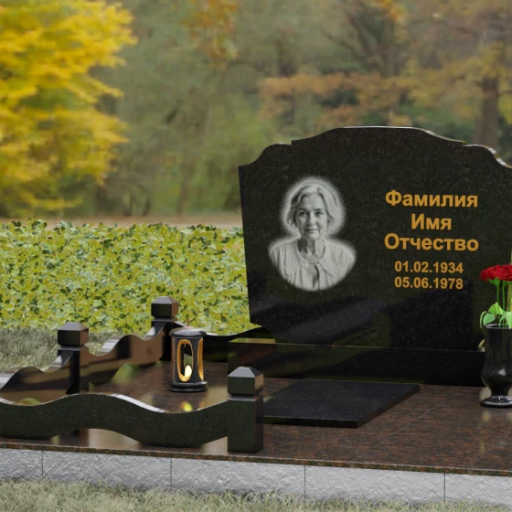 Светский гранитный горизонтальный памятник в Ставрополе, гранит Габбро-диабаз, вид 4