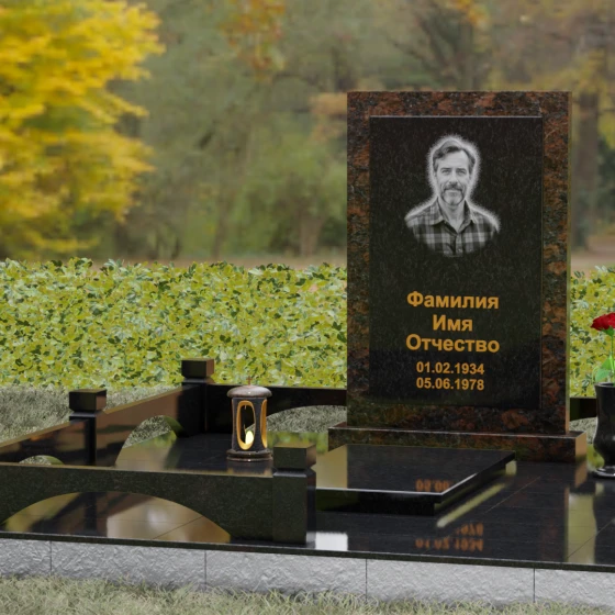 Гранитный вертикальный памятник без креста в Ставрополе, гранит Габбро-диабаз, вид 4