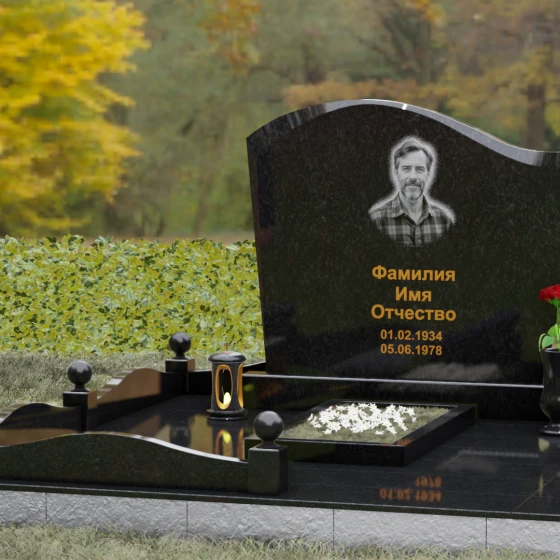 Надгробие из Гранита с волной и полировкой, гранит Габбро-диабаз, вид 4, в Якутске