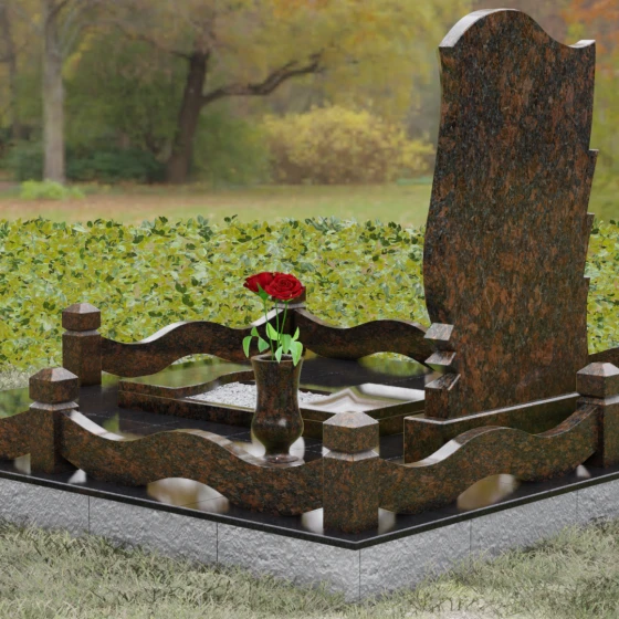 Гранитный вертикальный памятник в Красноярске, гранит Дымовский, вид 3