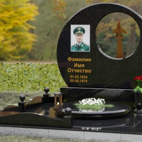 Горизонтальный памятник гранит и металл для одного - П185