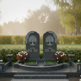 Гранитный вертикальный памятник для двоих для мемориального комплекса - ПН053