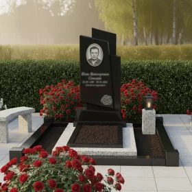 Элитный гранитный вертикальный светский памятник - ПН116