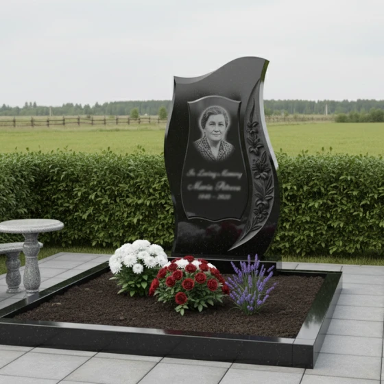 Мемориальный комплекс с зеркальной полировкой, гранит Габбро-диабаз