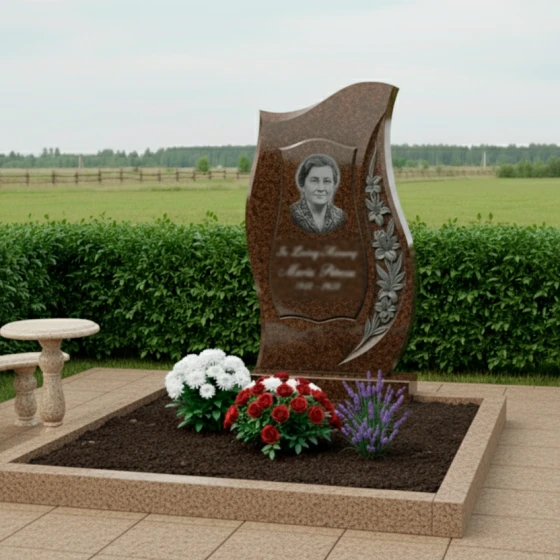 Мемориальный комплекс с зеркальной полировкой, гранит Дымовский