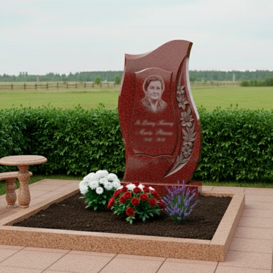 Мемориальный комплекс с зеркальной полировкой, гранит Лезниковский