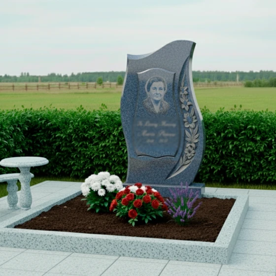 Мемориальный комплекс с зеркальной полировкой, гранит Блю Перл