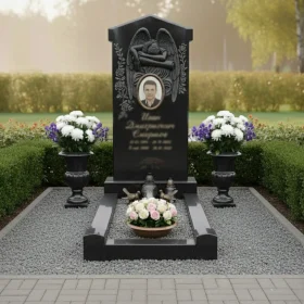 Гранитный мемориальный комплекс вертикальный светский - ПН132