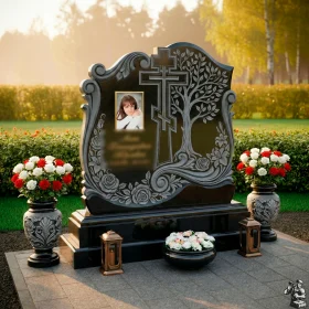 Элитный православный вертикальный памятник с крестом - ПН144