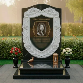 Элитный светский вертикальный гранитный памятник - ПН147