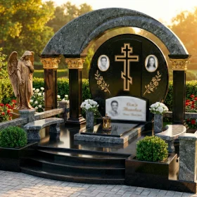 Элитный православный гранитный памятник с крестом - ПН194