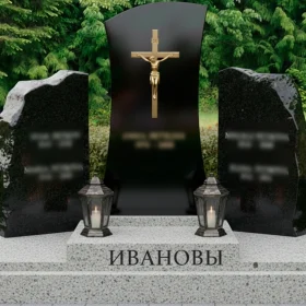 Православный гранитный памятник с крестом на двоих - ПН212