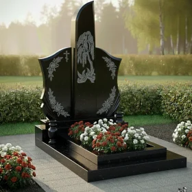Вертикальный гранитный памятник с крестом православный - ПН229