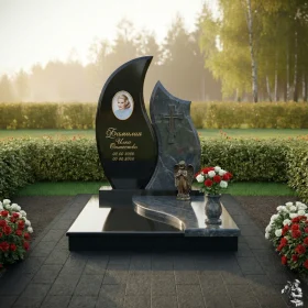 Комбинированный памятник с крестом - ПН241