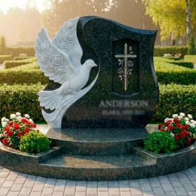Гранитный памятник с православным крестом - ПН300