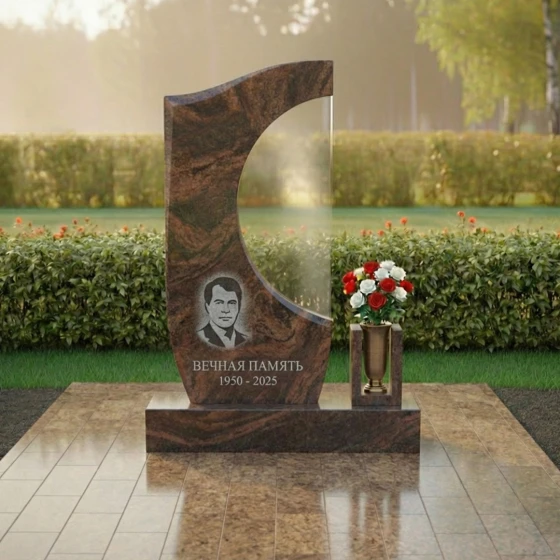 Светский памятник гранит — стекло для комплекса во Владивостоке, гранит Дымовский