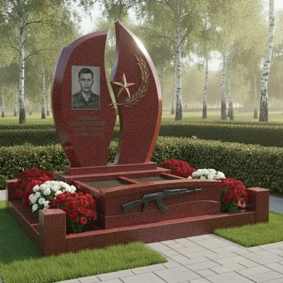 Светский вертикальный гранитный памятник в Кемерово, гранит Лезниковский