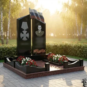 Гранитный вертикальный светский памятник - ПН405