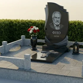 Гранитный мемориальный комплекс православный с крестом - ПН463