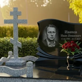 Элитный Гранитный памятник с крестом православный - ПН476