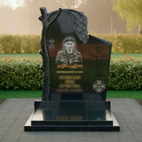 Православный вертикальный гранитный памятник с комплексом - ПН515