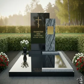Православный комбинированный памятник из гранита или мрамора - ПН577