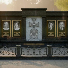 Элитный гранитный/мраморный горизонтальный памятник с крестом - ПН656