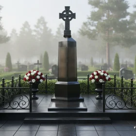 Элитный вертикальный памятник для одного из гранита/мрамора - ПН677
