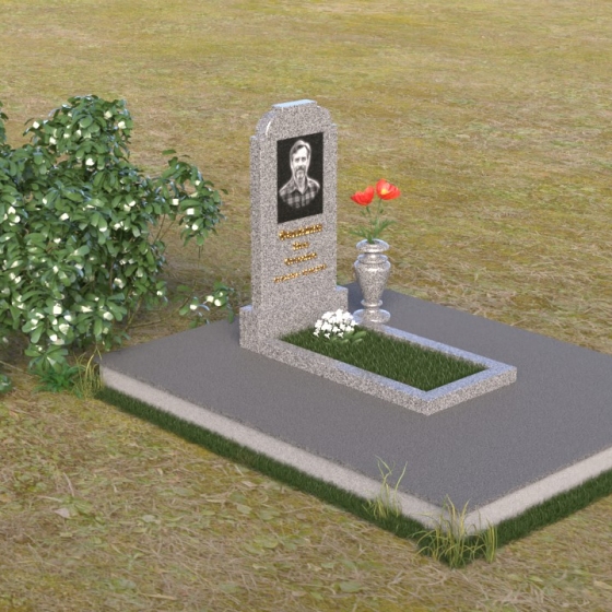 Вертикальный памятник из мрамора Тассос или гранита в Саратове, гранит Мансуровский, вид 2