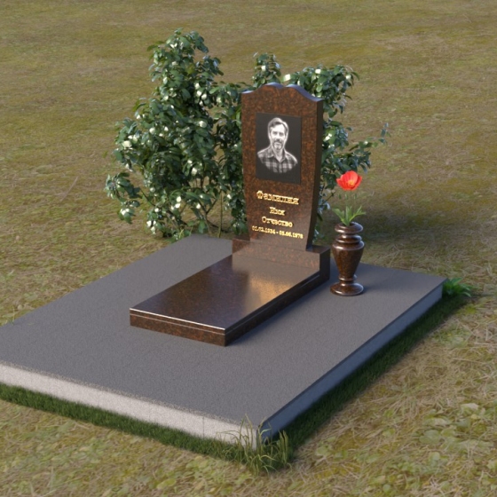 Фигурный гранитный монумент с плавной аркой, гранит Дымовский