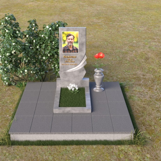 Памятник с волнистым верхом и фаской, мрамор Тассос, вид 3