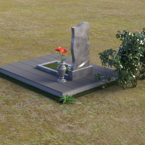 Гранитный вертикальный памятник блю перл в Салехарде, мрамор Тассос, вид 4