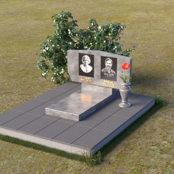 Асимметричный гранитный памятник-волна горизонтальный, мрамор Тассос