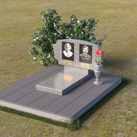Фигурный гранитный памятник — волна для двоих, гранит Мансуровский