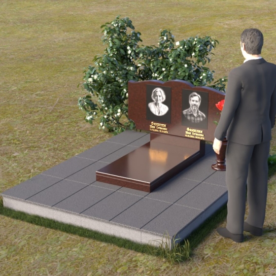 Горизонтальный памятник для двоих из гранита в Альметьевске