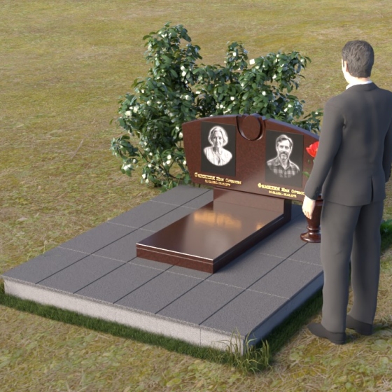 Горизонтальный памятник для одного или двоих из Гранита или мрамора в Барнауле
