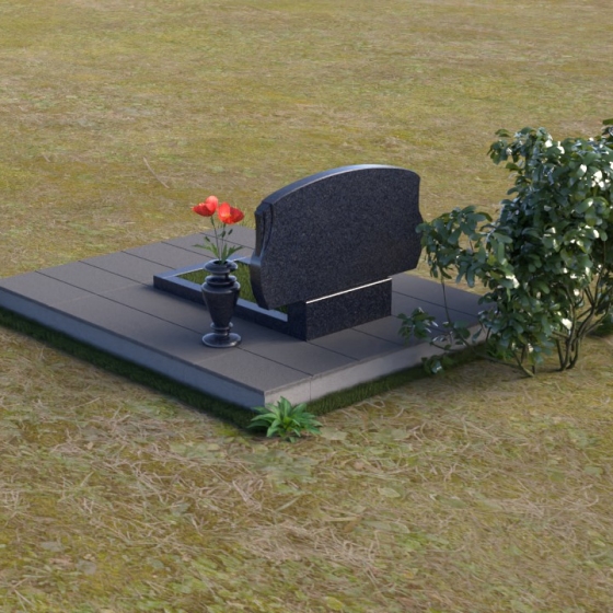 Горизонтальный памятник из гранита или мрамора на две персоны в Магнитогорске, гранит Блю Перл, вид 4