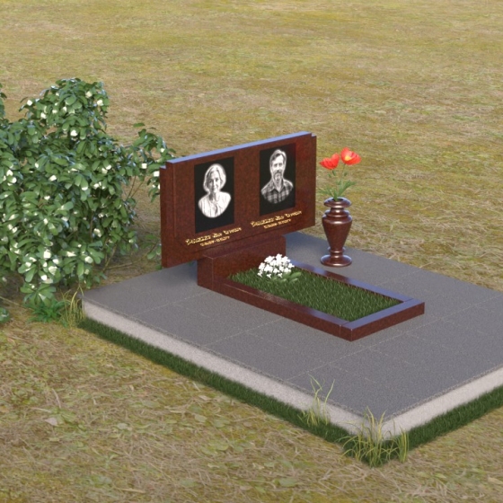 Надгробие с плавно скошенной гранью, гранит Лезниковский, вид 2