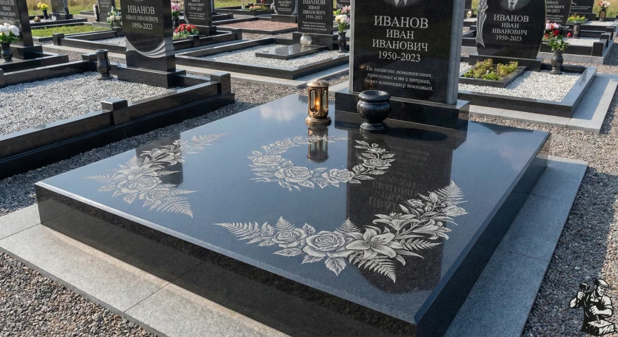 modern-grave-closed-granite-slab-flower-engraving