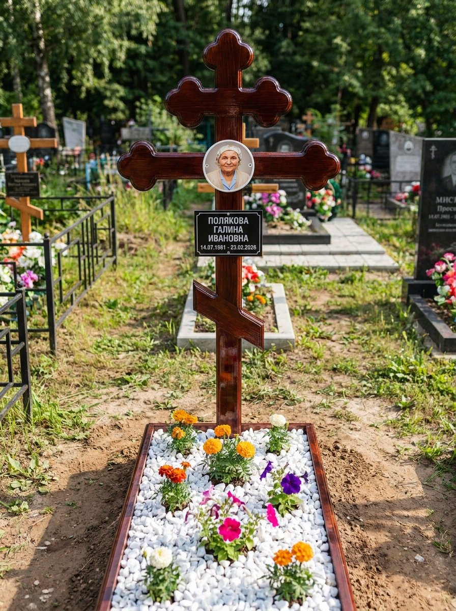 Портрет на памятнике во Владивостоке — Цветной портрет на овале 130×180 мм — на деревянный крест