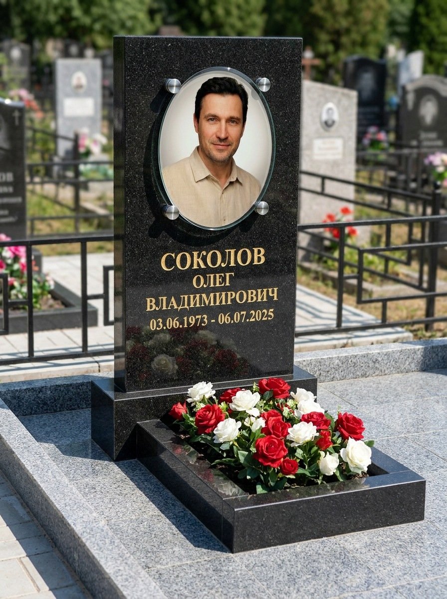 Портрет на памятнике во Владивостоке — Овал на стекле — на держателях над камнем